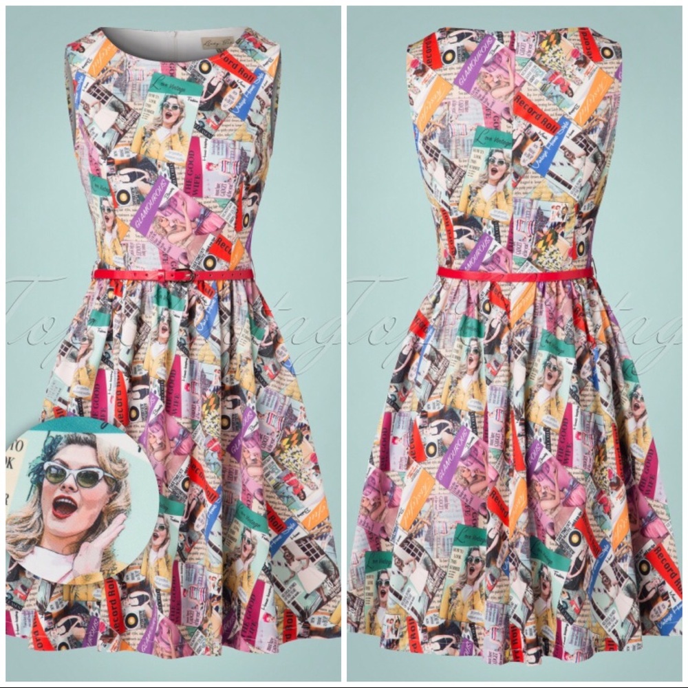 Lindy Bop Vintage magazine print dress